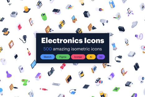 Pack of Electronics Isometric Icons