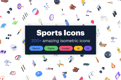 Isometric Sports Icons - Vectors Pack