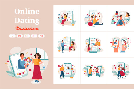M435_Online Dating Illustration Pack