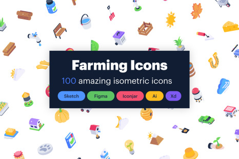 100 Farming isometric icons