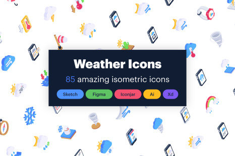 85 Weather Isometric Icons