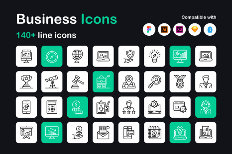 145 Business Linear Icons
