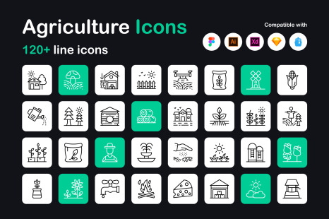 129 Agriculture Linear Icons