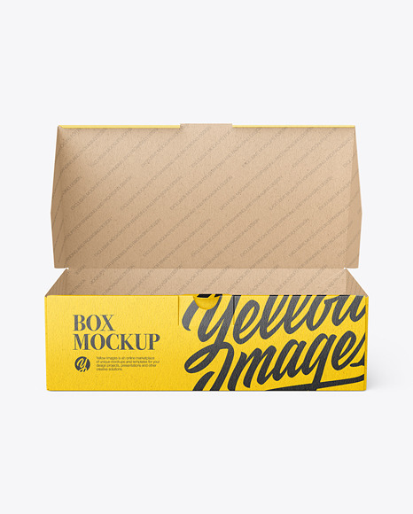 Empty Opened Kraft Paper Box Mockup