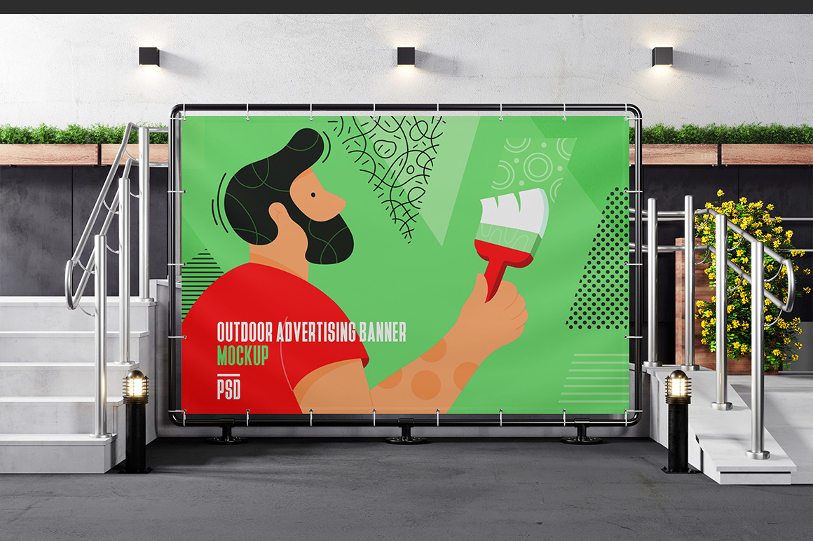 Outdoor Advertising Stand Banner Mockup