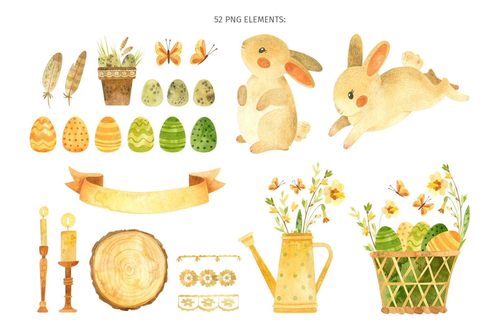 Rustic Easter watercolor clipart