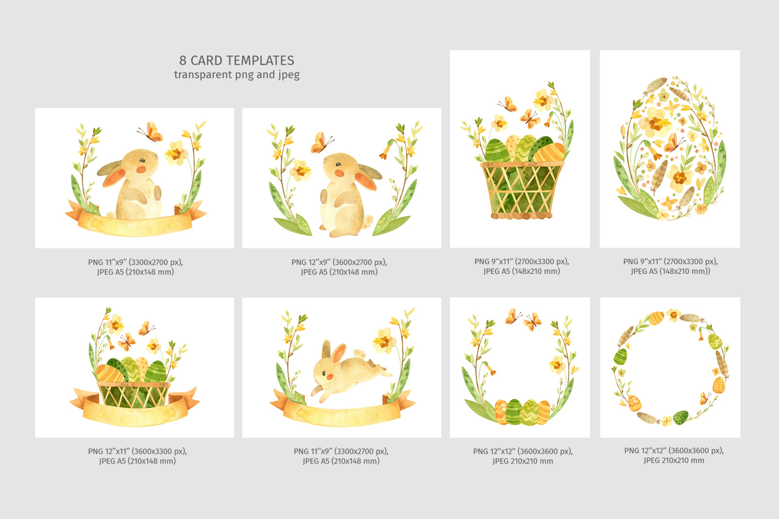 Rustic Easter watercolor clipart