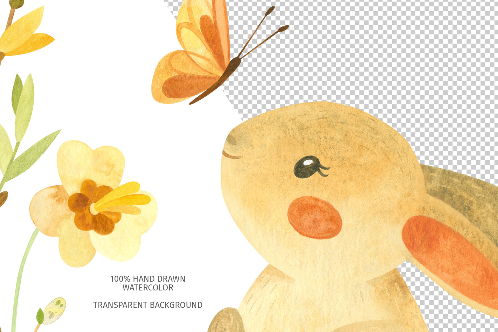 Rustic Easter watercolor clipart