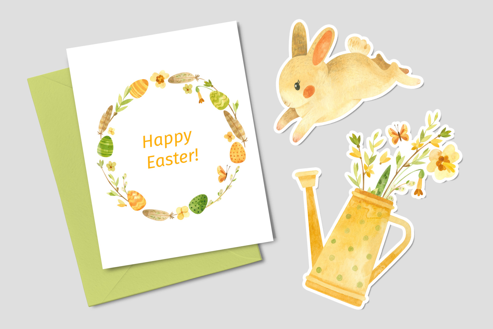 Rustic Easter watercolor clipart