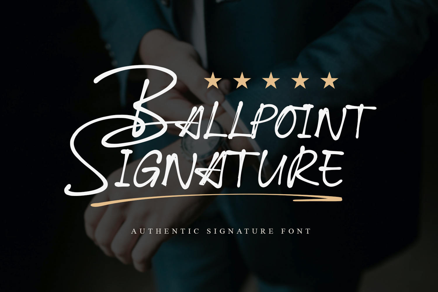 Ballpoint Signature Font on Yellow Images Creative Store