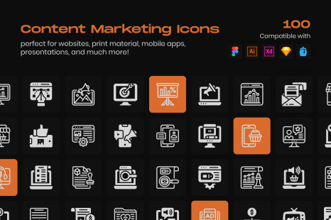 Content Marketing Linear Icons Pack