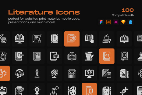 Literature Linear Icons Pack