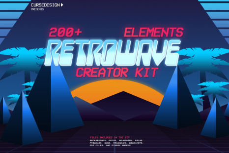 200+ Retrowave Elements Creator Kit