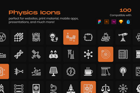 Set of Physics Linear Icons