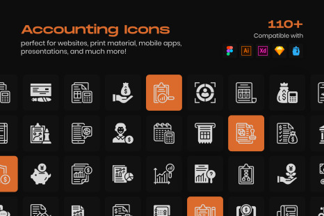 Accounting and Banking Linear Icons