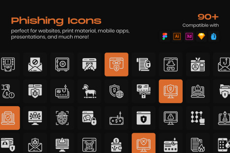 91 Phishing line Icons Pack