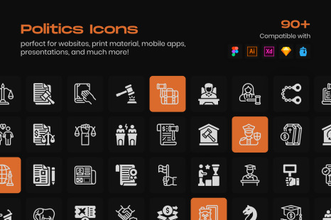 Politics and Law Linear Icons