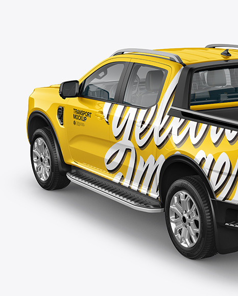 Pickup Truck Mockup - Back Half Side View