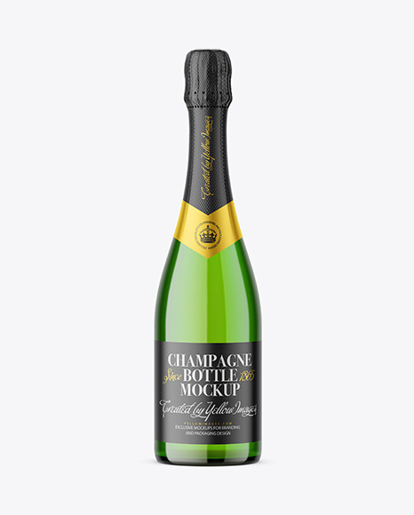 Green Glass Champagne Bottle Mockup - Free Download Images High