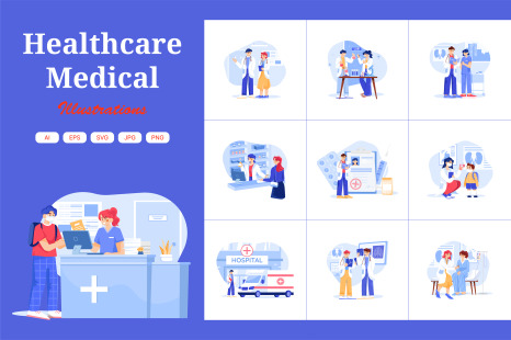 M443_Healthcare &amp; Medical Illustration Pack