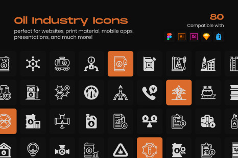 Oil Industry Linear Icons