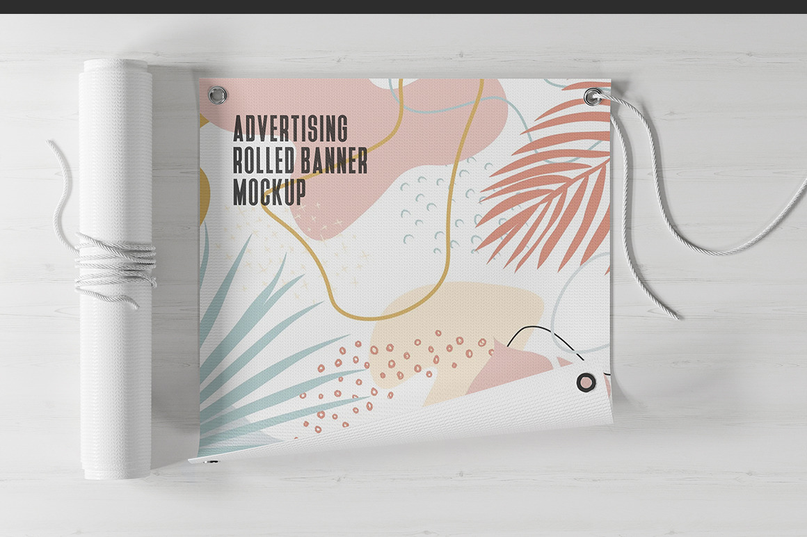 Advertising Rolled Banner Mockup