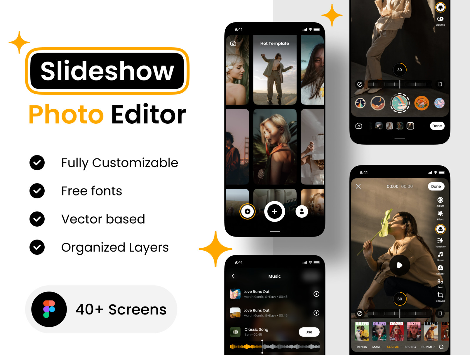 Photo Slideshow Maker UI Kit on Yellow Images Creative Store