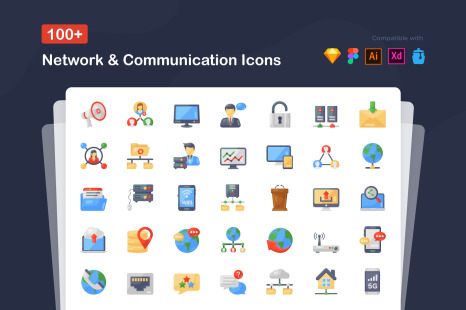 Network and Communication Flat Icons