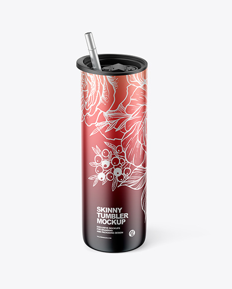 Metallic Skinny Tumbler Mockup coffee travel mug 450884