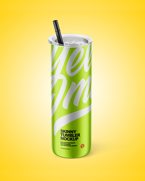 Metallic Skinny Tumbler Mockup cup 450885