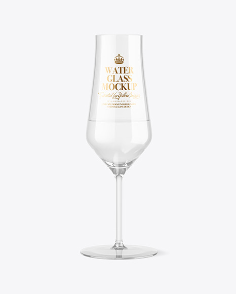 Clear Wine Glass w/ Water Mockup