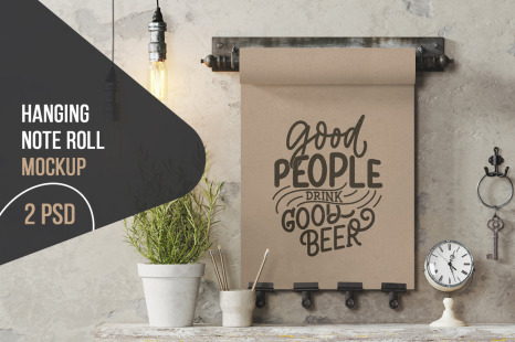 Hanging Note Roll Mockup