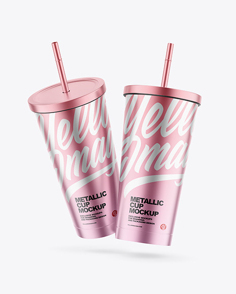 Two Metallic Cups Mockup