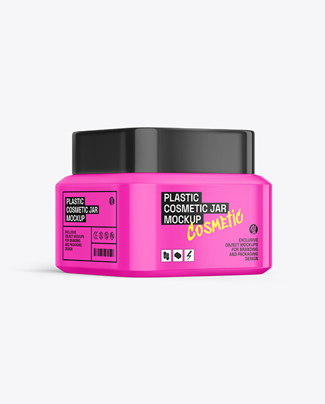 Glossy Square Cosmetic Jar Mockup