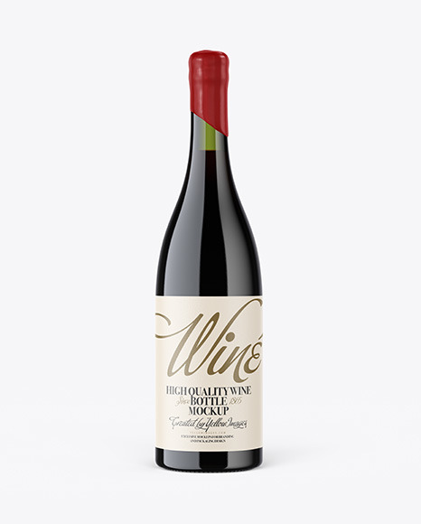 Green Glass Bottle With Red Wine Mockup