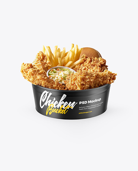 Matte Bucket w/ Chicken Tenders &amp; French Fries Mockup