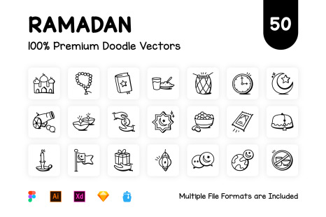 Collection of Hand Drawn Ramadan Icons