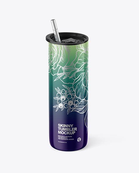 Glossy Skinny Tumbler Mockup coffee travel mug 446705