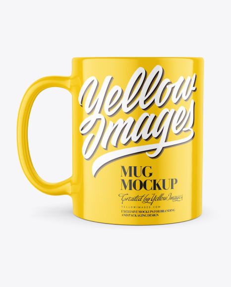Glossy Mug Mockup - Front View