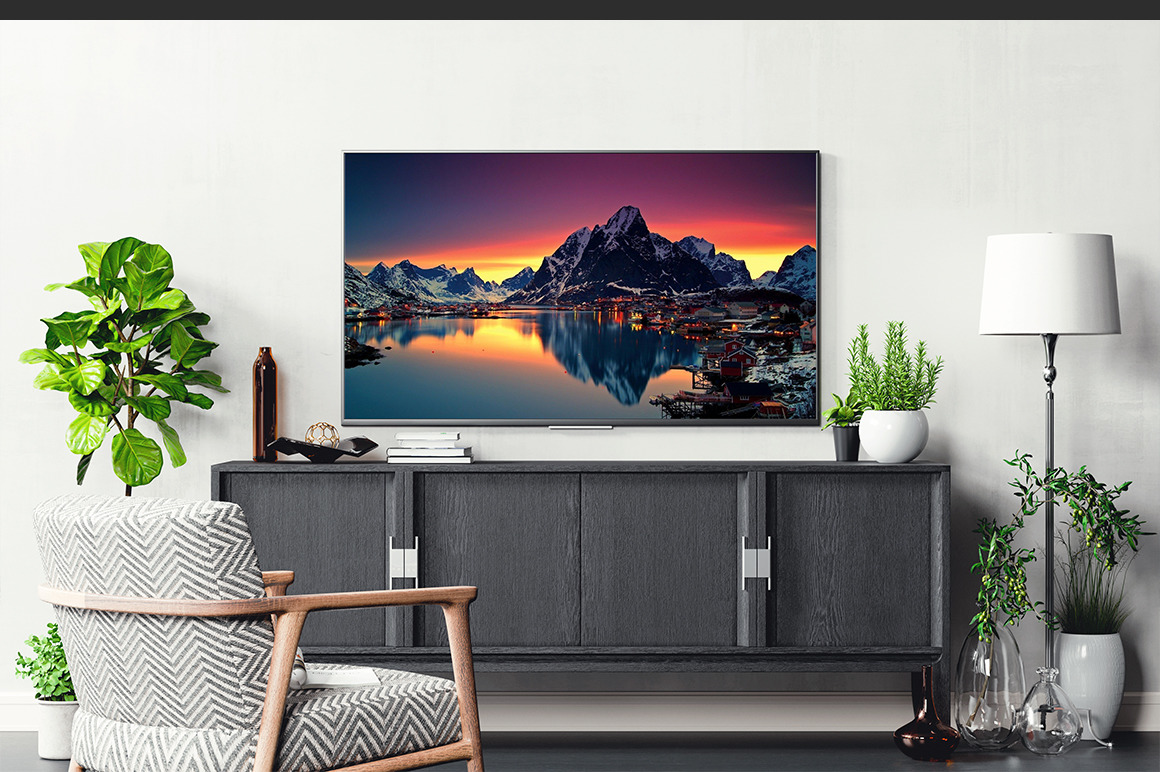 TV Screen In The Interior Mockup