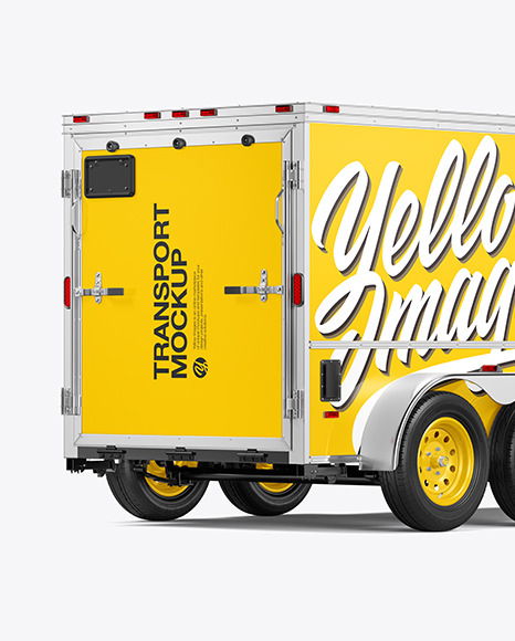 Cargo Trailer Mockup - Back Half Side View