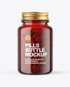 Red Glass Pills Bottle Mockup