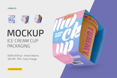 Ice Cream Cup Packaging Mockup Set
