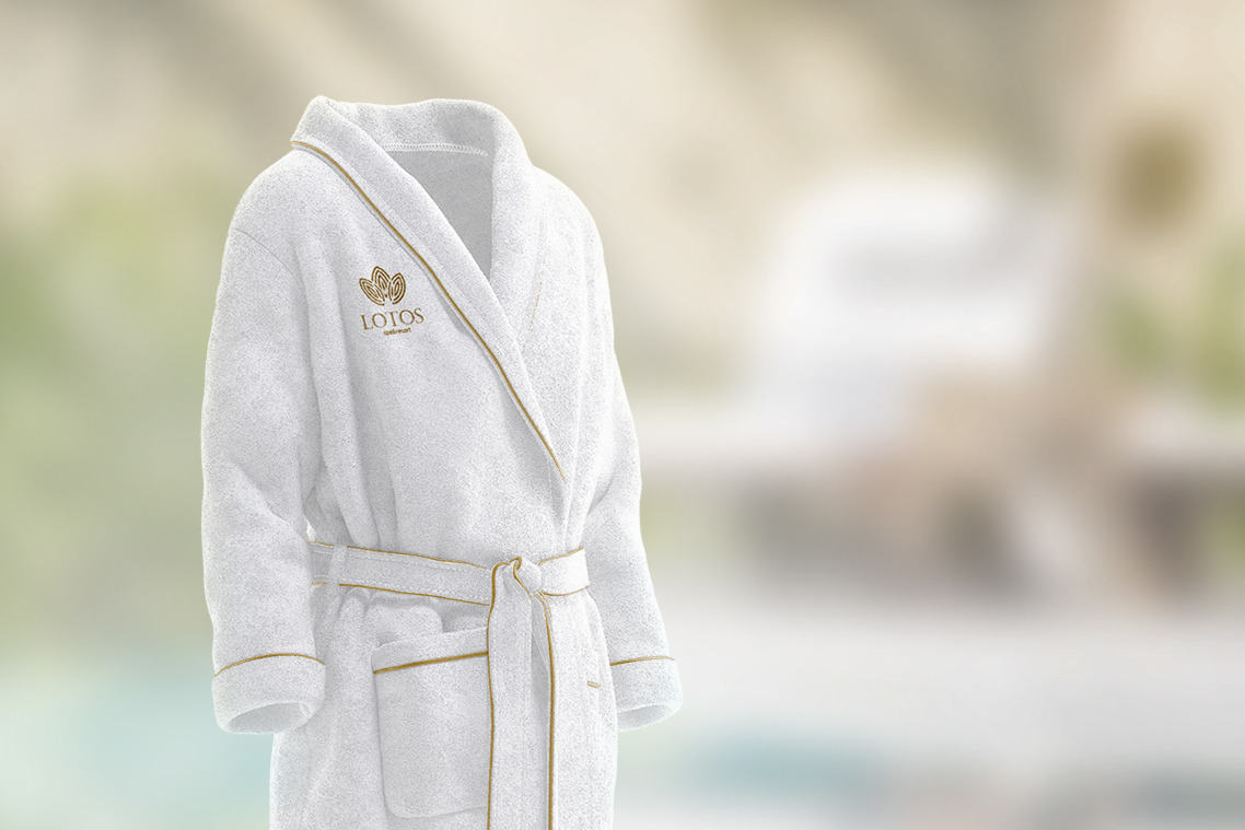 Hotel Bathrobe Mockup on Yellow Images Creative Store
