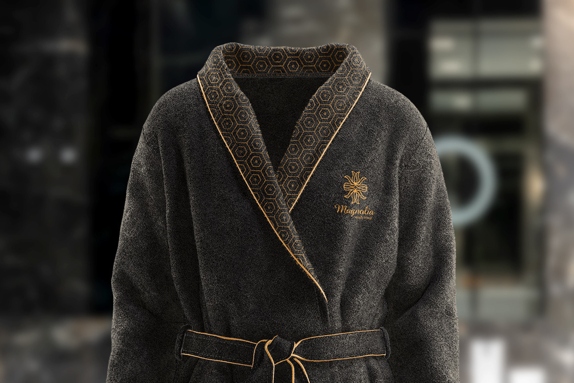 Hotel Bathrobe Mockup on Yellow Images Creative Store
