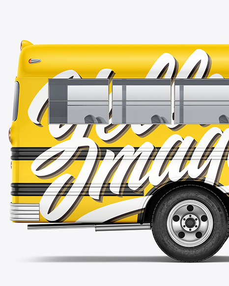 Old School Bus Mockup - Side View