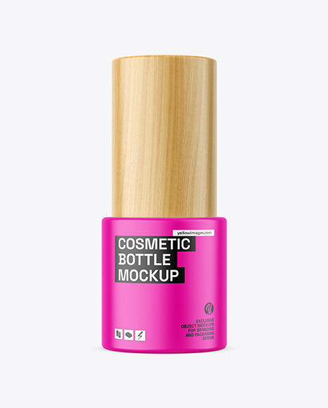 Matte Bottle w\ Wooden Cap Mockup