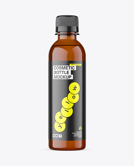Amber Plastic Bottle Mockup