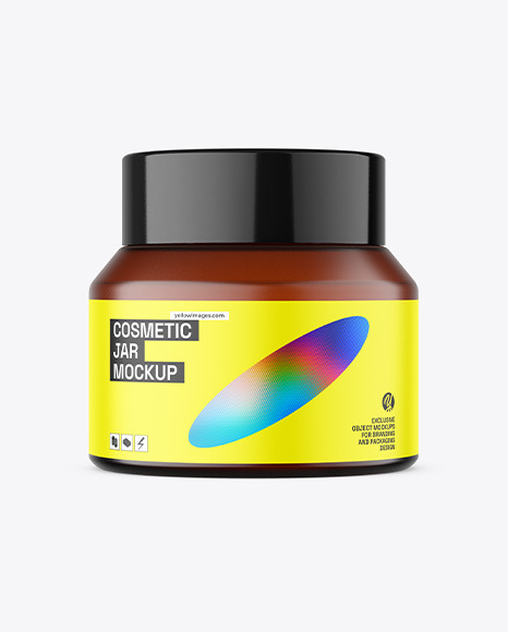 50g Amber Glass Cosmetic Jar Mockup