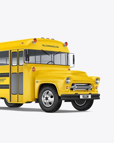 Old School Bus Mockup - Half Side View